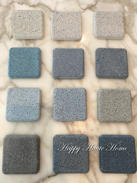 Pool Plaster Tile Bottom Pool, Best Pool Tile Colors, Plaster Colors For Pools, Gunite Pool Tile Ideas, Swimming Pool Colors Water, French Grey Pool Plaster, Dark Blue Pool Tile, Florida Stucco Pool Finishes, Pool Interior Colors