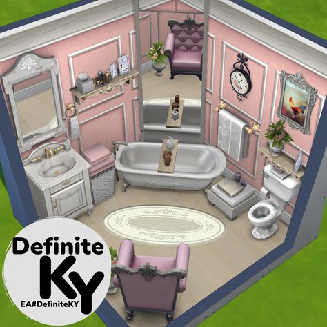 Functional in game play. Download from EA gallery #DefiniteKY2 Sims 4 Bathroom Base Game, Sims4 Bathroom Ideas, Sims 4 Base Game Bathroom, Bathroom 3x3, Sims Bathroom, Crafts Origami, Bloxburg Ideas, Sims Building, Sims 4 Build