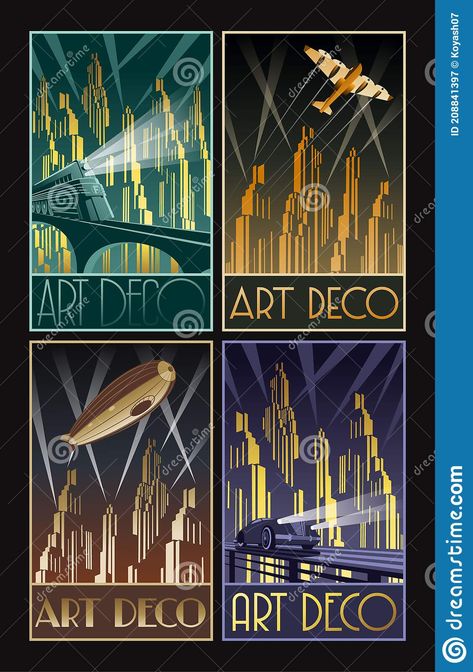 Retro Futurism Art, Art Deco City, Art Deco Drawing, Arte Art Deco, Airplane Poster, Art Deco Aesthetic, Futurism Art, Art Deco Artwork, Graphic Design Style