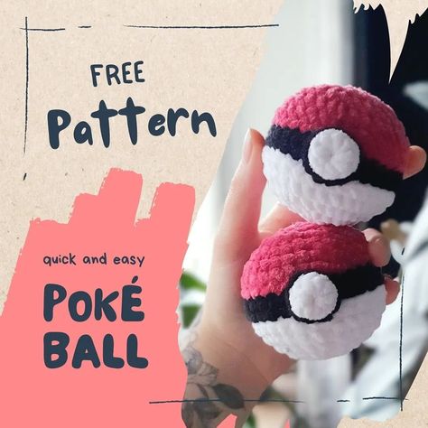 Pokeball Crochet Pattern, Pokemon Amigurumi, Granny Square Pattern Free, Chunky Yarn Crochet, Pokemon Ball, Ball Pattern, Crochet Market, Crochet Bear Patterns, Granny Square Crochet Patterns Free