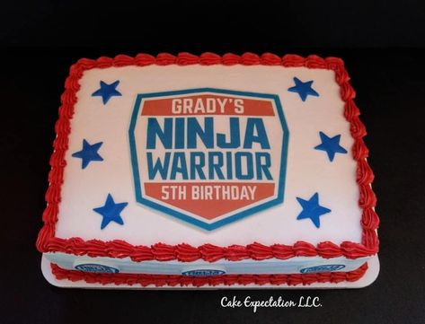 American Ninja Warrior Cake American Ninja Warrior Party Cake, Ninja Warrior Cake, American Ninja Warrior Party, Ninja Themed Birthday Party, Tmnt Party, Ninja Birthday, Ninja Party, American Ninja Warrior, 9th Birthday Parties