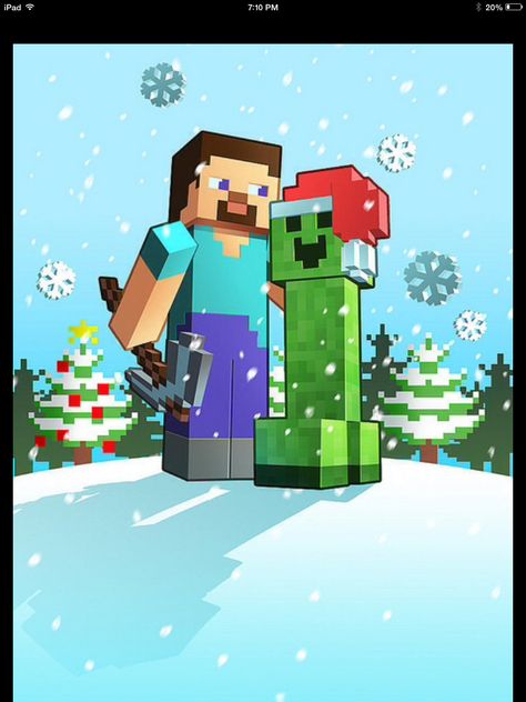 Minecraft Christmas Minecraft Illustration, Tnt Minecraft, Minecraft Printables, Minecraft Images, Minecraft Drawings, Minecraft Steve, Minecraft Pictures, Minecraft Christmas, Minecraft Characters