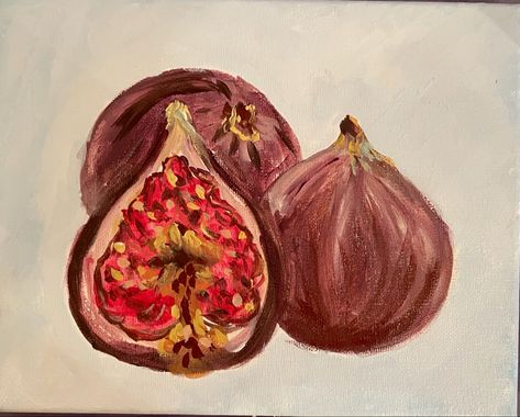 Hand painted acrylic on canvas figs Fig Drawing, Art Alevel, Tree Sketches, Fruit Painting, Sylvia Plath, Tree Drawing, Tree Tattoo, Fig Tree, Fruit Art