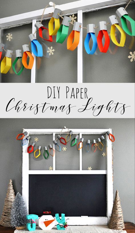 Paper Christmas Lights, Juleverksted For Barn, Jul Diy, Diy Christmas Lights, Diy Jul, Christmas Decorations For Kids, Christmas Paper Crafts, Diy Christmas Decorations Easy, Lights Christmas