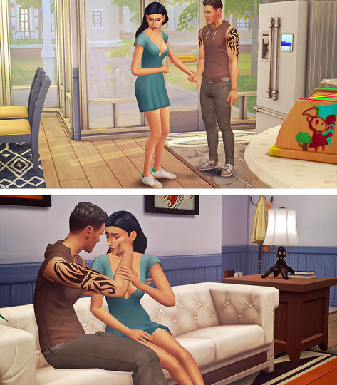 Snag these breakup poses for your storytelling TS4 adventures. Your Sims will sob, cry, scream, and console eachother in their toughest moments. And there are loads of pose packs to choose from to get you going Sims 4 Breakup Poses, Story Poses, Sims Poses, 4 Poses, Up Animation, Women Talk, Sims Cc, Scream, Sims 4