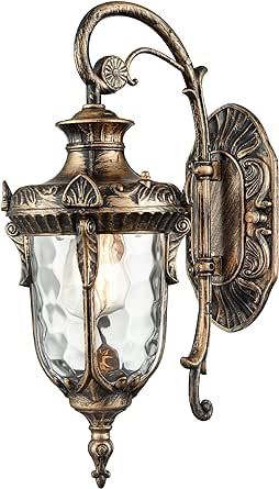 SAMTEEN Bronze Outdoor Light Fixtures Wall Mount 15.8" H Waterproof Exterior Wall Sconce with Hammered Glass Shade Outside Porch Light for House Garage Front Door Bronze Outdoor Light Fixture, Outside Porch Lights, Bronze Outdoor Lighting, Porch Light Fixtures, Outdoor Wall Light Fixtures, Casting Aluminum, Black Outdoor Wall Lights, Porch Light, Die Casting