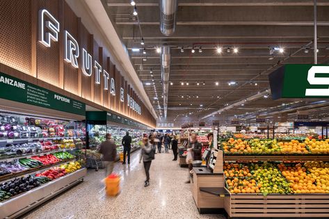 Supermarket Design Interior, Grocery Store Design, Supermarket Design, Exposed Concrete, Hotel Design, Color Tile, Residential Design, Concrete Floors, Retail Design