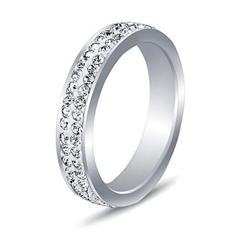 Tuji Jewelry VQYSKO 4mm Women Wedding Band 2 Rows CZ Stai... https://smile.amazon.com/dp/B07X74R93K/ref=cm_sw_r_pi_dp_U_x_XeNCDb5WDK4F5 Ring Wedding Band, Stainless Steel Ring, Cubic Zirconia Rings, Crystal Wedding, Womens Wedding Bands, Fashion Korean, Anniversary Bands, Stainless Steel Rings, Color Crystal