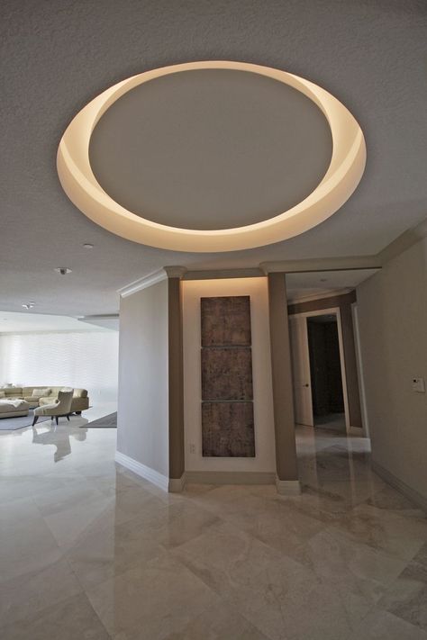 Circle Ceiling Design, White Chandelier Dining Room, Coffered Ceiling Lighting, Ceiling Diy, Kitchen Led Lighting, Interior Design Career, False Ceiling Living Room, Circular Ceiling, Roof Ceiling