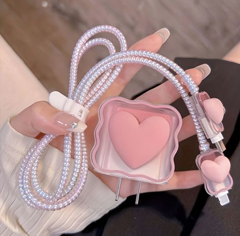 Charger Protector, Heart Type, Perfect Gift For Boyfriend, Cable Protector, Iphone Charger, Heart Decorations, Pink Love, Data Cable, Mobile Phone Accessories