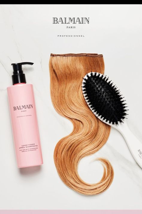 Balmain Hair Professional hair care, brush and extensions on marble background. Hair With Extensions, Hair Color Brush, Balmain Hair, Extensions Hair, 45 Years, Perfect Hair, For Hair, Hair Extensions, New Look