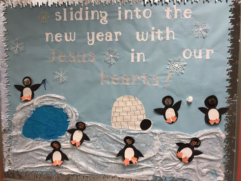 Christian winter bulletin boards Winter Doors, Religious Bulletin Boards, Winter Bulletin Board, Christian Bulletin Boards, January Bulletin Boards, Christian Preschool, Winter Bulletin, Winter Bulletin Boards, Preschool Bulletin Boards