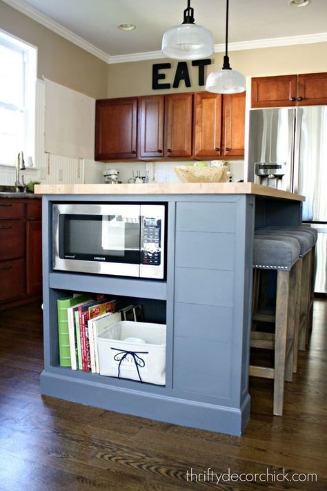 Island Microwave, Microwave Placement, Microwave In Island, Inside Cabinet, Island Countertop, Walnut Cabinet, Diy Kitchens, Kitchen Microwave, Renovation Kitchen