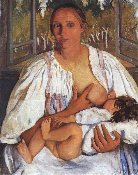 Serebriakova, Zinaida (Russian, 1884-1967) - Nurse Feeding Baby - 1912 Zenaida Serebriakova, Zinaida Serebriakova, Breastfeeding Art, Women Artist, Russian Painters, Mother Child, 12 December, Oil Painting Reproductions, Russian Artists