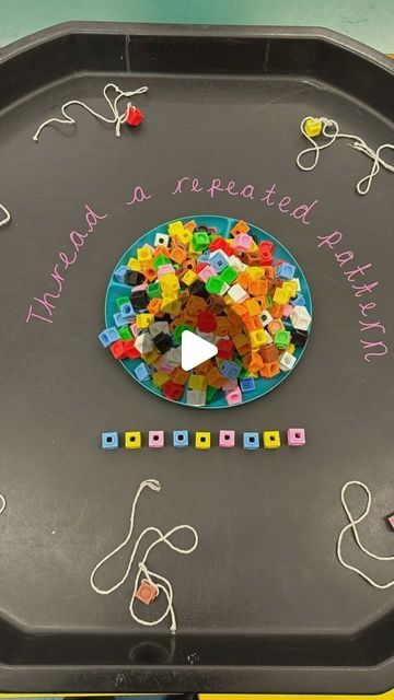 Selin ~ 🎨 🖍️ Reception Class Teacher 🖍️ 🎨 on Instagram: "Repeated Patterns using Cubes on String  #maths #eyfsmaths #eyfs #eyfsideas #eyfsteacher #eyfsinspiration #eyfsteachersofinstagram #eyfsactivities #earlyyears #earlyyearsideas #education #kinder #kindergarten #prek #teacher #primaryteacher #primaryschool #receptionteacher #tufftray #play #playideas #tufftrayideas #eyfsreceptionteacher" Eyfs Numeracy Activities, Pattern Tuff Tray Ideas, Send Activities Eyfs, Repeating Patterns Eyfs, Pattern Eyfs, Patterns Eyfs, Phonics Activities Eyfs, Maths Activities Eyfs, Maths Eyfs