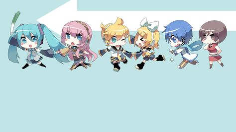 Anime Vocaloid  Chibi Hatsune Miku Luka Megurine Rin Kagamine Len Kagamine Meiko (Vocaloid) Kaito (Vocaloid) Wallpaper Anime Wallpaper 1920x1080, Chibi Boy, Chibi Wallpaper, Warriors Wallpaper, Hd Anime, Chibi Anime Kawaii, Background Images Wallpapers, Wallpaper Animes, Anime Backgrounds Wallpapers