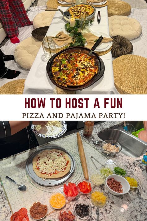 Photo of pizza party picnic and pizza making station Pizza Party Decorations, Make Homemade Pizza, Party Pizza, Party Girls Night, Pizza Girls, Making Homemade Pizza, Pizza Night, Pizza Party, Pajama Party