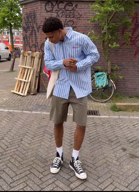 Chuck 70 Outfit Men, Chuck 70 Outfit, Converse Outfit Men, Converse Summer, Inspi Outfit, Converse Outfit, Streetwear Outfit Ideas, Shorts Fits, Mens Shorts Outfits