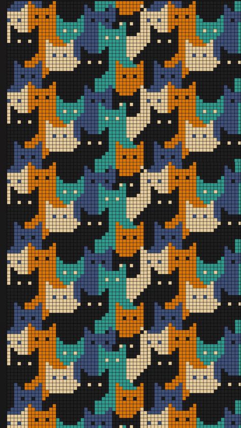 Cat Grid Crochet, Cat Pixel Grid Crochet, Pixel Art Knitting, Cat Tapestry Crochet Pattern, Crochet Cat Tapestry, Cat Grid Pattern, Cat Pixel Grid, Cat Pixel Art Grid, Crochet Pixel Grid Patterns