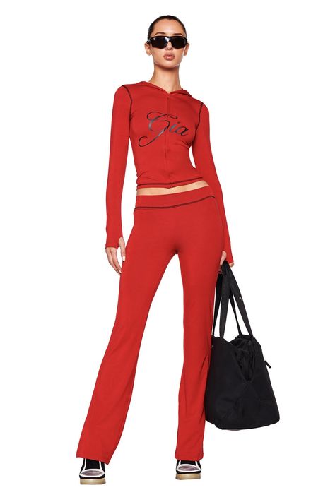 BLARE TRACKPANT - RED I Am Gia Tracksuit, Gia Tracksuit, Chan Christmas, Red Loungewear, I Am Gia Set, Mari Chan, Sinful Clothing, Juicy Tracksuit, Swag Era