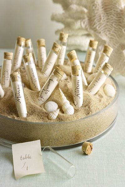 Beach Wedding Chic Creative Place Cards Wedding, Rustic Wedding Decorations, Seating Cards, Beach Wedding Ideas, Beach Theme Wedding, Message In A Bottle, Wedding Places, Wedding Place Cards, Romantic Weddings