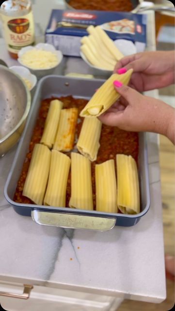 Manicotti With Cheese Sticks, Cheese Stick Manicotti Recipe, Manicotti Recipe With String Cheese, Cheese Stick Stuffed Manicotti, Manicotti With String Cheese, Easy String Cheese Manicotti Recipe, Manicotti Pasta, Cheese Manicotti, Manicotti Recipe