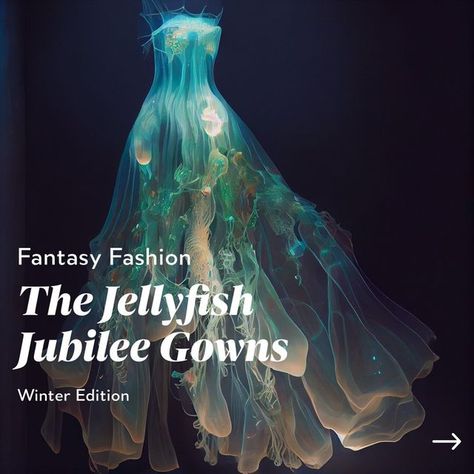 Jellyfish Prom Dress, Jellyfish Fashion, Jellyfish Dress Fashion, Jellyfish Aesthetic Clothes, Ocean Inspired Fashion, Jellyfish Fashion Inspiration, Jellyfish Inspired Fashion, Ocean Themed Dress, Jellyfish Fashion Design