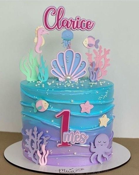 Mermaid Theme Cake, Ocean Birthday Cakes, Brownie Recipe Video, Little Mermaid Birthday Cake, Ariel Cake, Candy Theme Birthday Party, Mermaid Birthday Party Decorations, Mermaid Theme Birthday Party, Mermaid Birthday Cakes