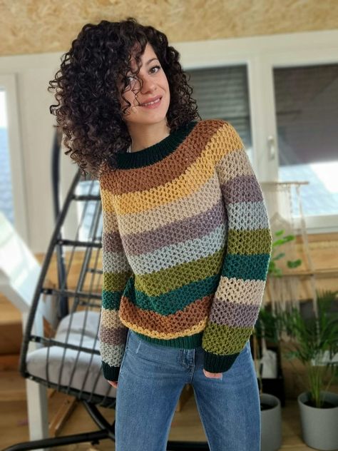 ColorFall Sweater. Crochet Pattern – ByKaterina Crochet Sweater Free, Crochet Shrug Pattern, Crochet Sweater Pattern Free, Crochet Shrug, Sweater Crochet, Stitch Crochet, Single Crochet Stitch, Sweater Crochet Pattern, Crochet Tops