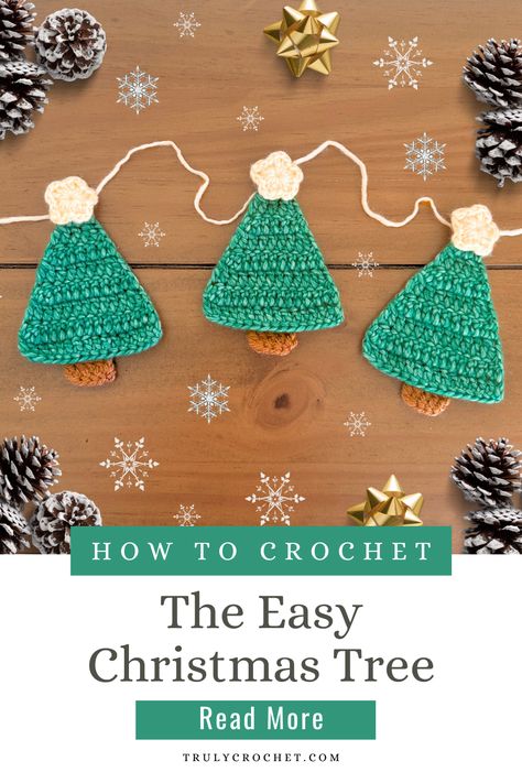 Easy Crochet Christmas Tree - Free Crochet Pattern Crochet Christmas Tree Garland Free, Crochet Christmas Tree Free Pattern Easy, Crocheted Christmas Trees Free Patterns, Free Christmas Tree Crochet Patterns, Crochet Christmas Tree Pattern Free, Diy Crochet Christmas Tree, Free Crochet Christmas Tree Patterns, Christmas Tree Crochet Pattern Free, Crochet Tree Pattern