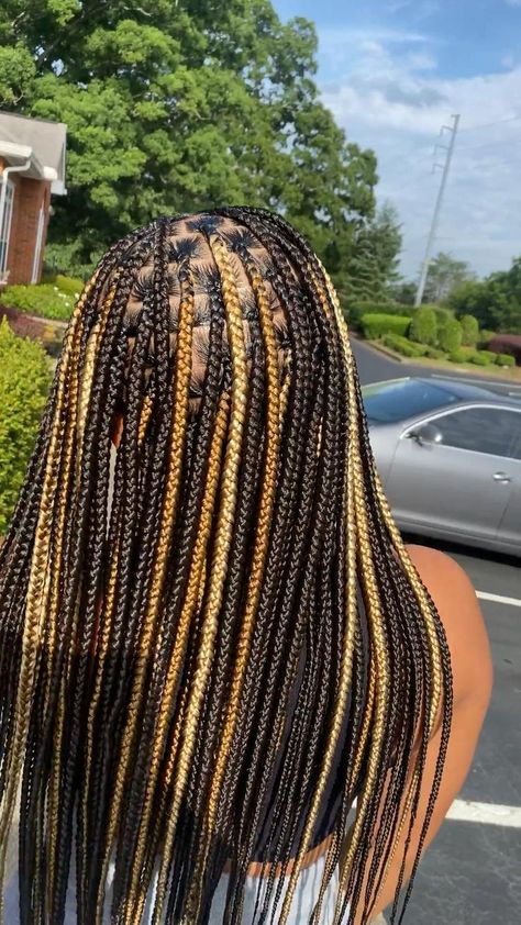 Color Knotless Braids, Black Women Box Braids, Box Braids With Color, Knotless Braids With Beads, Brown Box Braids, Knotless Braids Hairstyles, Black Box Braids, Colored Box Braids, Colored Braids