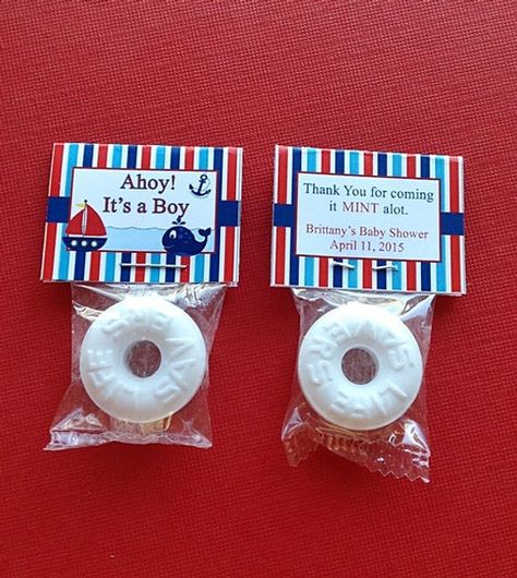 Baby Shower MINT Favors / AHOY It's a Boy / Set of 50 | Etsy Nautical Baby Shower Favors, Nautical Baby Shower Boy, Mint Favors, Sailor Baby Showers, Fiesta Shower, Ahoy Its A Boy, Boy Baby Shower Ideas, Sea Baby Shower, Baby Shower Invitaciones