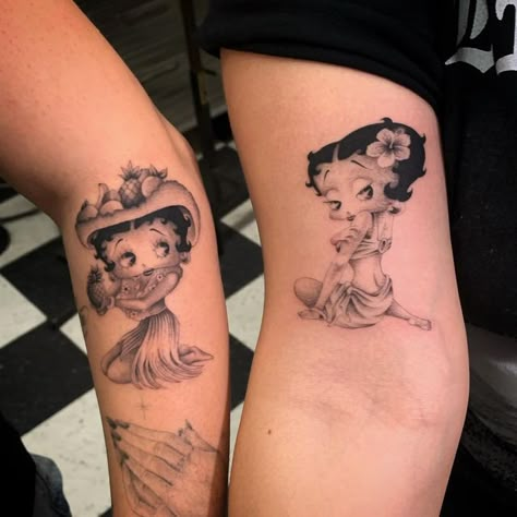 Betty Boop Aesthetic, Betty Boop Tattoos, Vintage Tattoos, Girl Thigh Tattoos, La Tattoo, Single Needle Tattoo, Wicked Tattoos, Pretty Tattoos For Women, Pin Up Tattoos