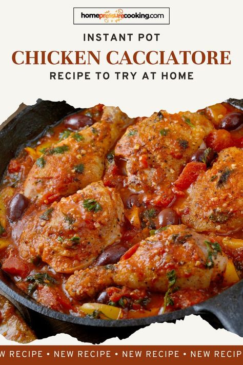 Looking for a cozy, comforting meal that's easy to make? Try this Instant Pot Chicken Cacciatore! It's packed with tender chicken, bell peppers, tomatoes, and herbs, all cooked perfectly in the Instant Pot. This recipe is perfect for busy weeknights or lazy weekends when you want something delicious without all the effort. Serve it over pasta, rice, or enjoy it with some crusty bread. Quick, tasty, and oh-so-satisfying—dinner just got better! Go to homepressurecooking.com for the full recipe. Chicken Recipes Instapot, Chicken Recipes Meals, Instant Pot Chicken Cacciatore Recipe, Instant Pot Chicken Cacciatore, Easy Chicken Cacciatore, Cacciatore Recipes, Chicken Cacciatore Recipe, Delicious Meal Prep, Healthy Ground Beef