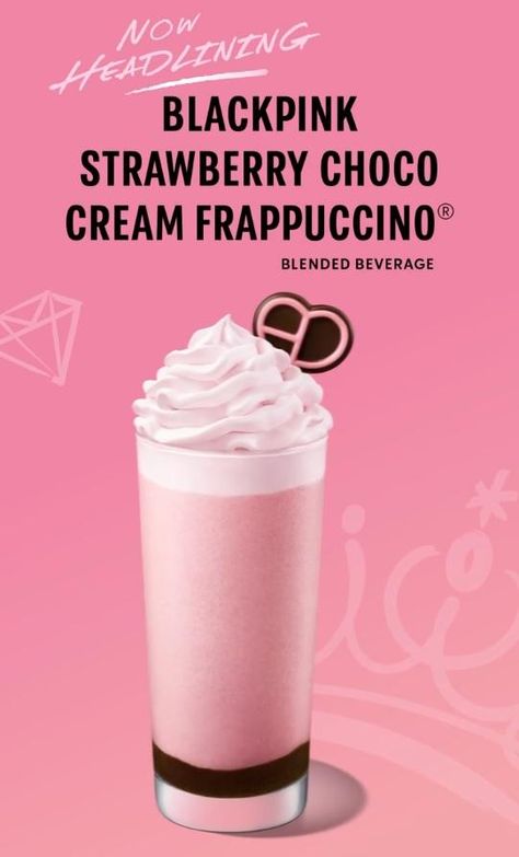 Starbucks BLACKPINK Strawberry Choco Cream Frappuccino Starbucks Promotion, Starbucks Chocolate, Starbucks Korea, Starbucks Orders, How To Order Starbucks, Pink Instagram, Reusable Cup, Black Pink Instagram, Starbucks Drinks