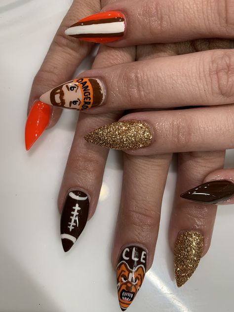 Lysa at Angel Nail Spa in Brunswick OH does a BOMB ass job! Cleveland Browns Nails, Brown Nail Art, Angel Nails, Brown Nails, Cleveland Browns, Nail Spa, Nail Ideas, Cleveland, Spa