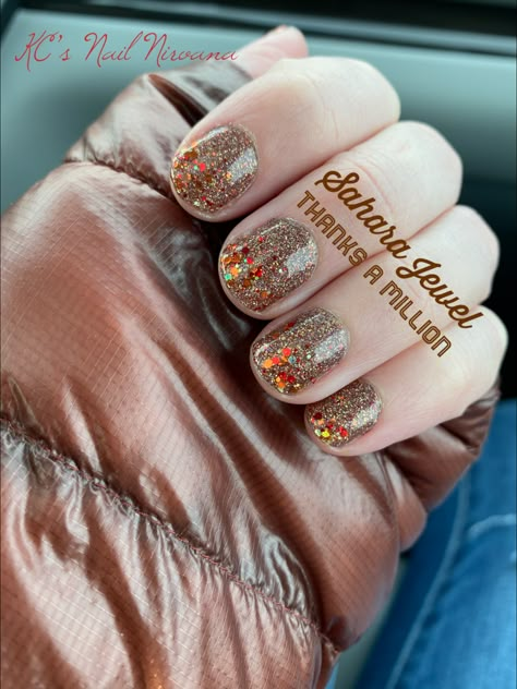 Color Street Thanks A Million Combo, Thanks A Million Color Street, Sahara Jewel Color Street Combo, Color Street Thanksgiving, Color Street Nails Combos, Colorstreet Nail Ideas, Color Street Nails Ideas, Colorstreet Combos, Fun Manicure