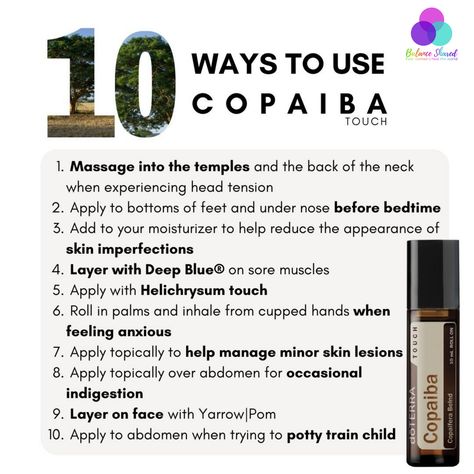 Essential Oil Chart, Essential Oil Roller Bottle Recipes, Copaiba Essential Oil, Essential Oil Education, Doterra Essential Oils Recipes, Healing Essential Oils, Essential Oil Diffuser Blends Recipes, Essential Oils Guide, Essential Oils Health