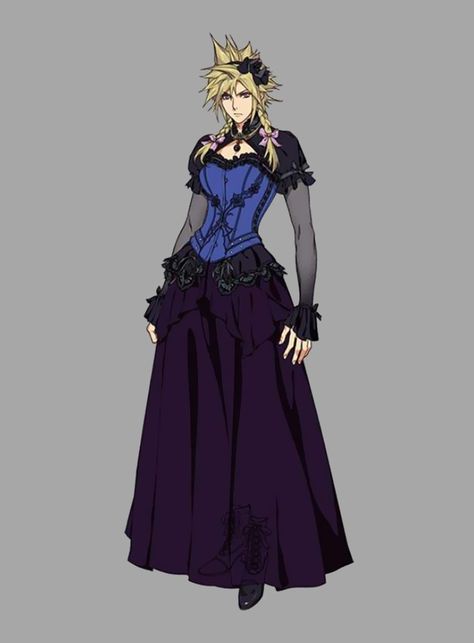 Cloud Dress Ff7, Cloud In A Dress Ff7, Cloud Strife In A Dress, Cloud Strife Dress, Dress Concept Art, Cloud Dress, Ff7 Remake, Final Fantasy Cloud Strife, Final Fantasy Vii Cloud