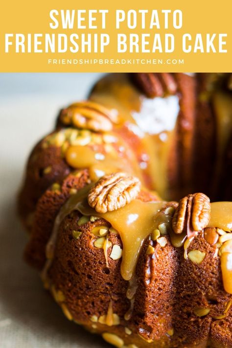 Sweet Potato Pecan Amish Friendship Bread Cake Bourbon Bundt Cake, Pecan Bundt Cake, Pumpkin Spice Bundt Cake, Apple Bundt Cake Recipes, Spice Bundt Cake, Apples Recipes, Friendship Bread Recipe, Best Apple Recipes, Sweet Potato Pecan