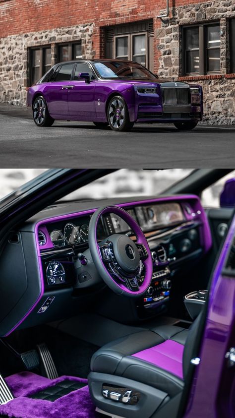 The Rolls-Royce Phantom in mesmerizing Twilight Purple. Blending timeless elegance with modern technology for the ultimate driving experience Rolls Royce Phantom Purple, Purple Rolls Royce, Purple Bentley, Rose Royce Car, Cars Pfp, Gta 5 Online Cars, Oldschool Cars, Rolls Royce Suv, Pfp Purple