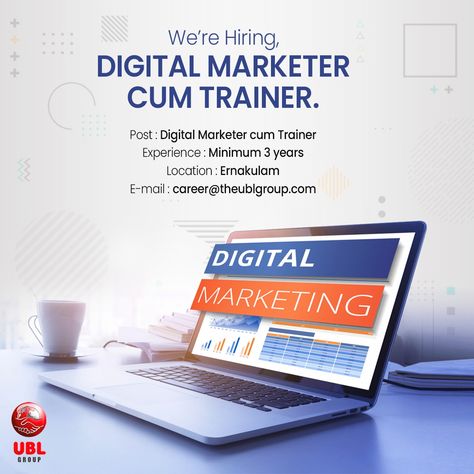 WE ARE HIRING YOU! Job opening for Digital marketer cum Trainer Experience : 3 years Do you have training experience in Digital marketing? Then we have an opportunity for you! If you are interested, please send your resume to : Career@theublgroup.com 📞+91 77366 48367 #digitalmarketingjobs #digitalmarketing #jobs #career #jobvaccancy #ubl #marketing #socialmediamarketing #socialmedia #branding #business #onlinemarketing #marketingdigital #digitalmarketingagency Branding Business, Digital Marketer, We Are Hiring, We're Hiring, Career Opportunities, Marketing Jobs, Job Opening, Mobile App Development, Digital Marketing Agency