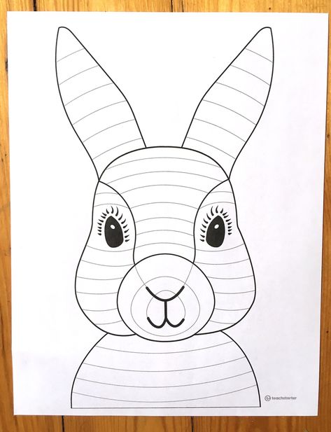 SPRINGTIME BUNNIES AND BEAR CUBS- 2ND GRADE! – Art with Mrs Filmore Intermediate Art, Elements Of Art Line, Bear Template, Bunny Templates, 2nd Grade Art, Easter Bunny Crafts, Value In Art, Bunny And Bear, Easter Art