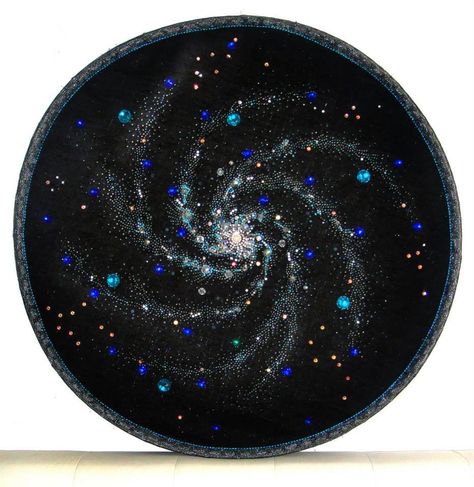 Beautiful space, spiral galaxy beadwork bead embroidery with swarovski crystals. My art. Вышивка бисером и ... Space Embroidery, Space Installation, Spiral Galaxy, Beadwork Embroidery, 자수 디자인, Embroidery Hoop Art, Embroidery Fabric, Embroidery Inspiration, Bead Embroidery