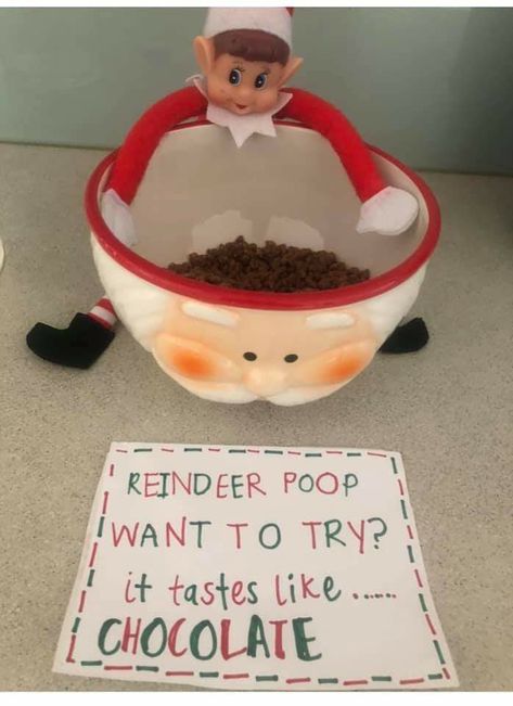 Elf On The Shelf Ideas With Chocolate Chips, Elf On The Shelf Ideas Chocolate Chips, Elf On The Shelf Chocolate Chips, Best Elf On The Shelf Ideas, Elf Ideas Easy Creative, Reindeer Poop, Elf Ideas Easy, Shelf Office, Chocolate Coins