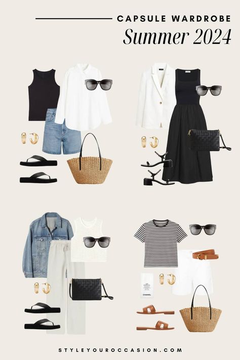 Summer Capsule Wardrobe 2024, Intj Vibes, Triangle Outfits, Outfit Estate, Capsule Wardrobe List, Sightseeing Outfit, Realistic Fashion, Chic Capsule Wardrobe, Parisian Outfits