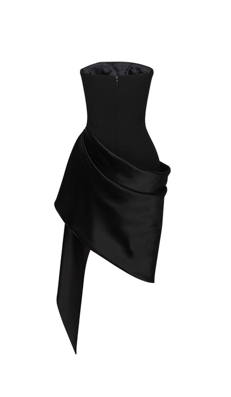 BANDEAU IRREGULAR MINI DRESS IN BLACK - L Dress Unique, Evening Dresses Cocktail, Flirty Dresses, Dresses Pink, Irregular Hem, Plus Size Shopping, Unique Features, Unique Dresses, Quinceanera Dresses