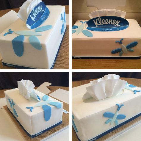 Diane Wilks gives a whole new meaning to sweet relief! Can someone add this to our next allergy care package?? Box Of Tissues, Kleenex Tissues, Kleenex Box, Brand Creation, Beautiful Cake, Box Cake, Care Package, Tissue Box, Cakes And More