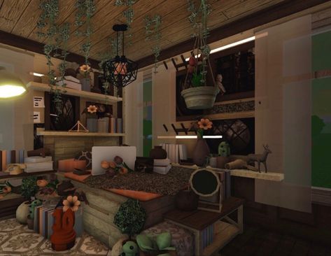 Plant Bloxburg House, Bloxburg Garage Ideas Aesthetic Inside, Cottage Core Bloxburg House Interior, Fairy Grunge Bloxburg House, Bloxburg Cottage Core House Ideas, Realistic Cottage Bloxburg, Bloxburg Bedroom Vintage, Cottage Bedroom Bloxburg, Cottage Core Bloxburg Bedroom