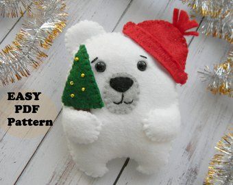 Easy Felt baby mobile pattern advent calendar by MagicPatternShop Polar Bear Pattern, Sewing Pdf Pattern, Polar Bear Ornaments, Felt Ornaments Patterns, Bear Felt, Christian Ornaments, Ornament Craft, Cute Polar Bear, Christmas Felt